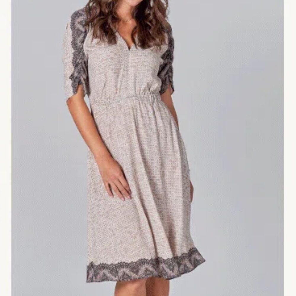 Tucker NYC Market Dress Champagne Sequins in Silk Crepe de Chine V-neck